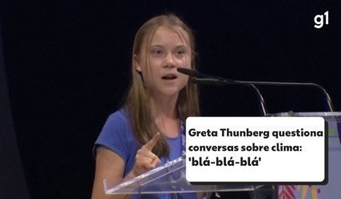 Greta Thunberg questiona conversas sobre clima bla, bla, bla